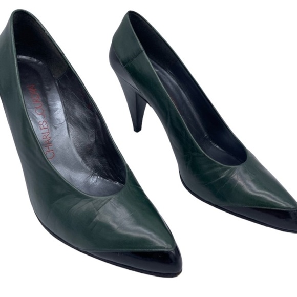 Vintage Charles Jourdan Dark Green Pumps - Picture 1 of 11